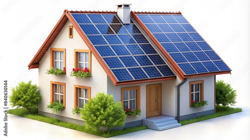 Sustainable Living Concept with Solar-Powered House