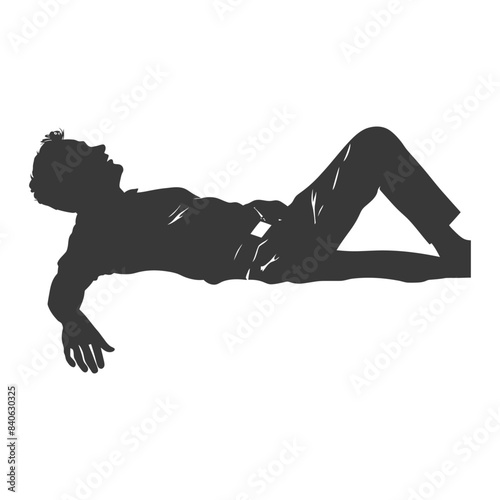 Relaxed Silhouette: Man Lounging on Back, Contemplative Pose