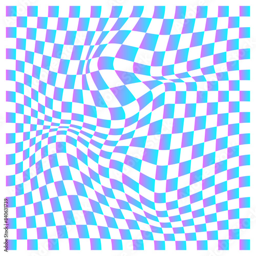 Psychedelic Distorted checkerboard pattern, Illusion background