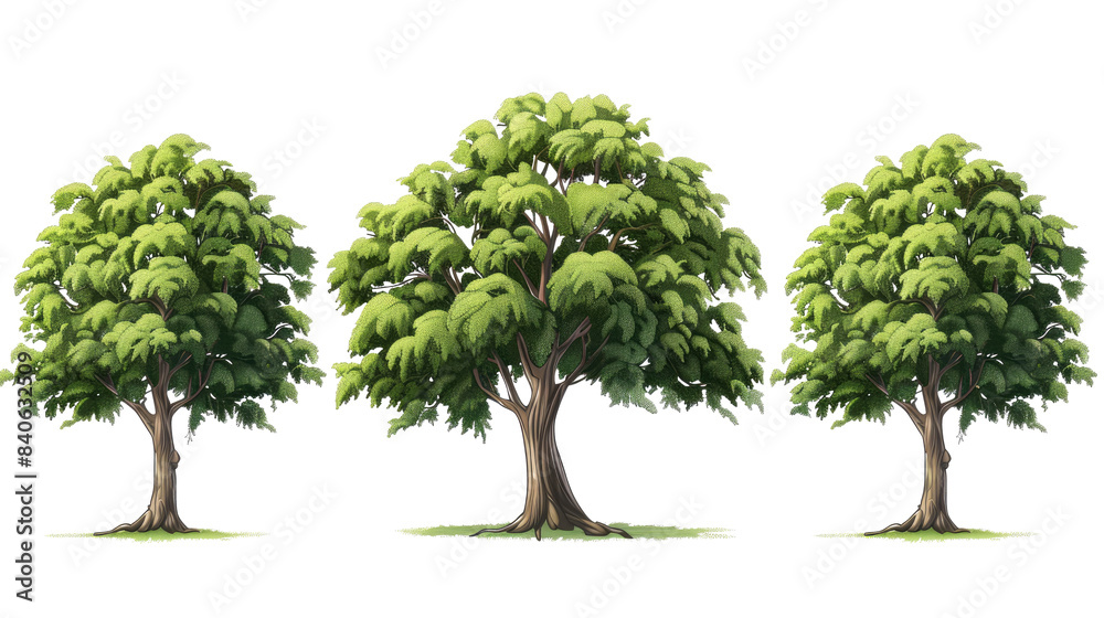 set of chestnut trees with isolated transparent background set of chestnut trees with isolated transparent background