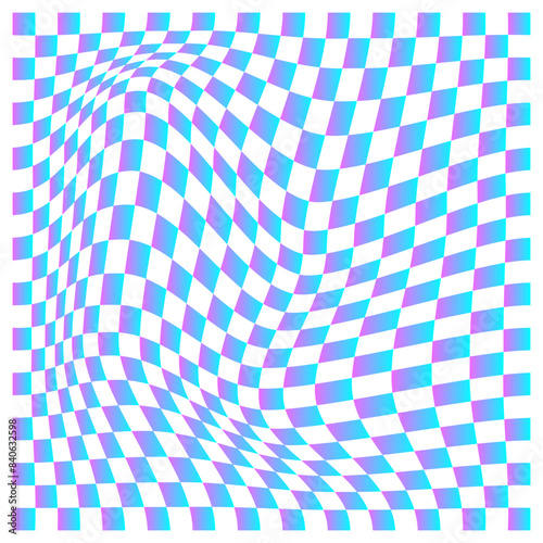 Psychedelic Distorted checkerboard pattern, Illusion background