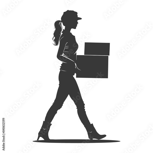 Silhouette of a Woman Delivering Packages in Style