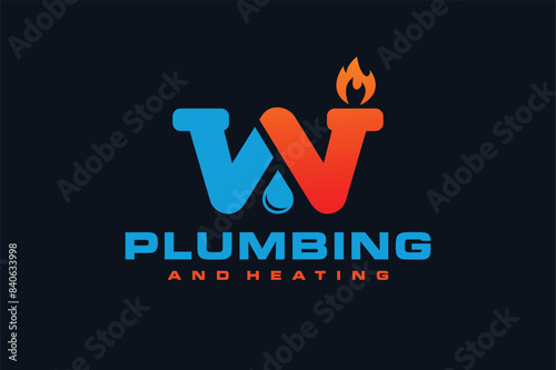 letter W pipe and heating logo
