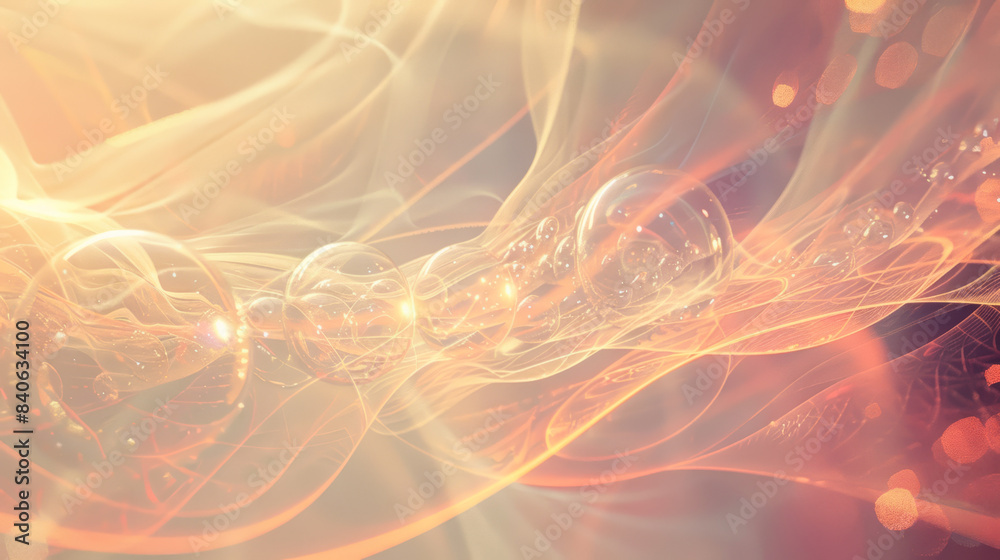 Obraz premium Illustration of abstract meditation background with ethereal light orbs and subtle warm tones 