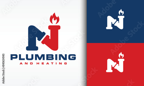 letter N plumbing and heating logo