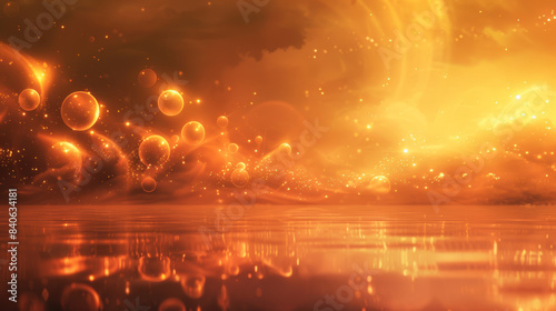 Illustration of abstract meditation background with ethereal light orbs and subtle warm tones 