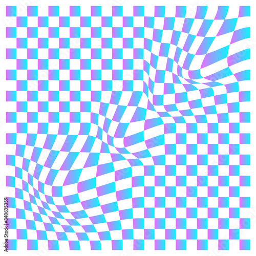 Psychedelic Distorted checkerboard pattern, Illusion background