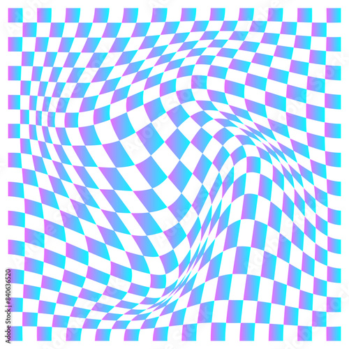 Psychedelic Distorted checkerboard pattern, Illusion background