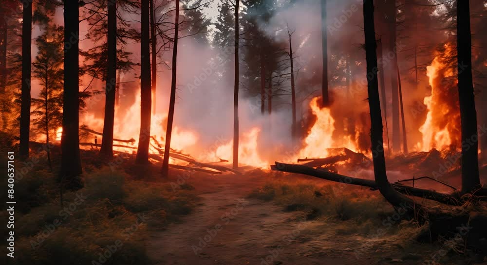 The fire burning in the forest spread in a wide area 4k The fire burning in the forest spread in a wide area 4k