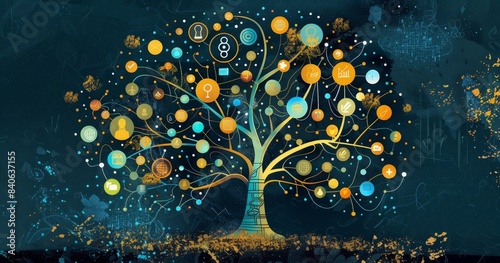 Branching Out: Artistic Tree Graphic of Business Strategies for Organic Growth