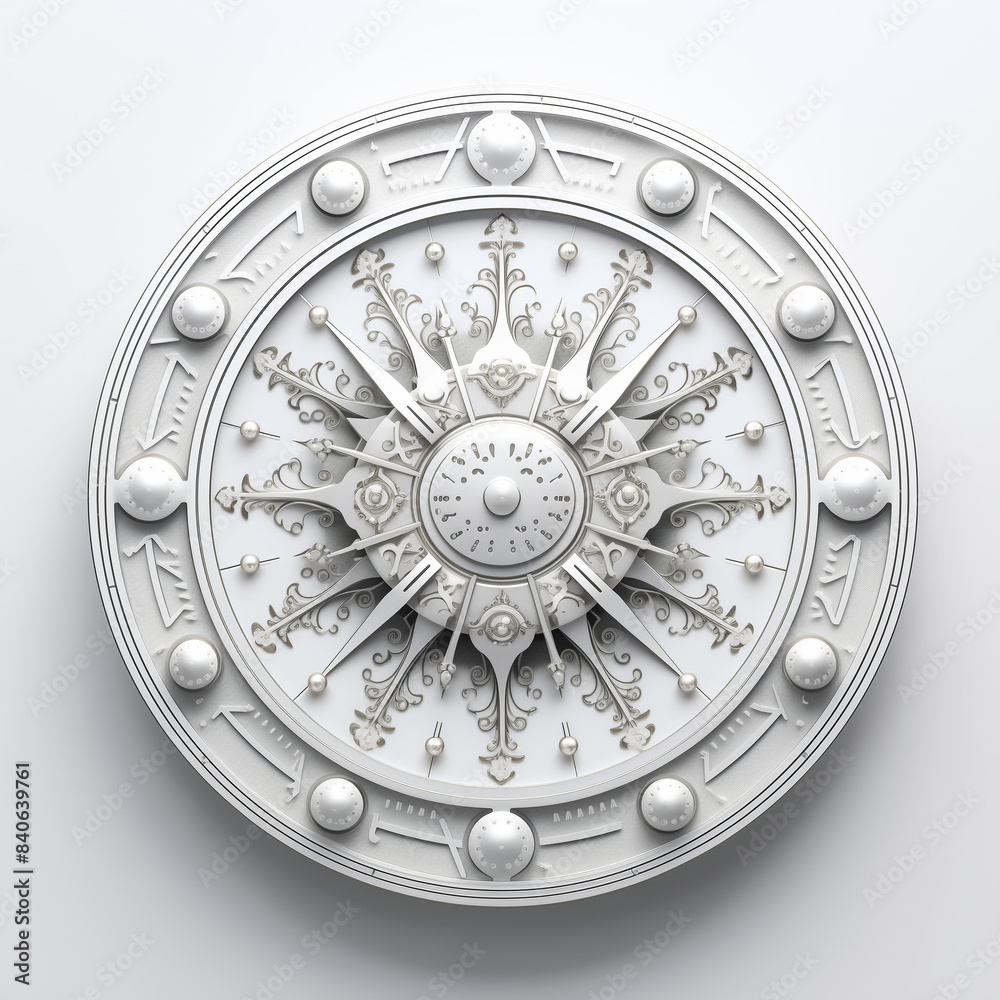 Ornate White Clock Medallion
