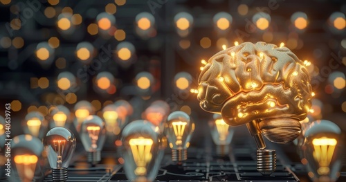 Illuminating Innovation  Brain with Lightbulbs Symbolizing Strategic Success