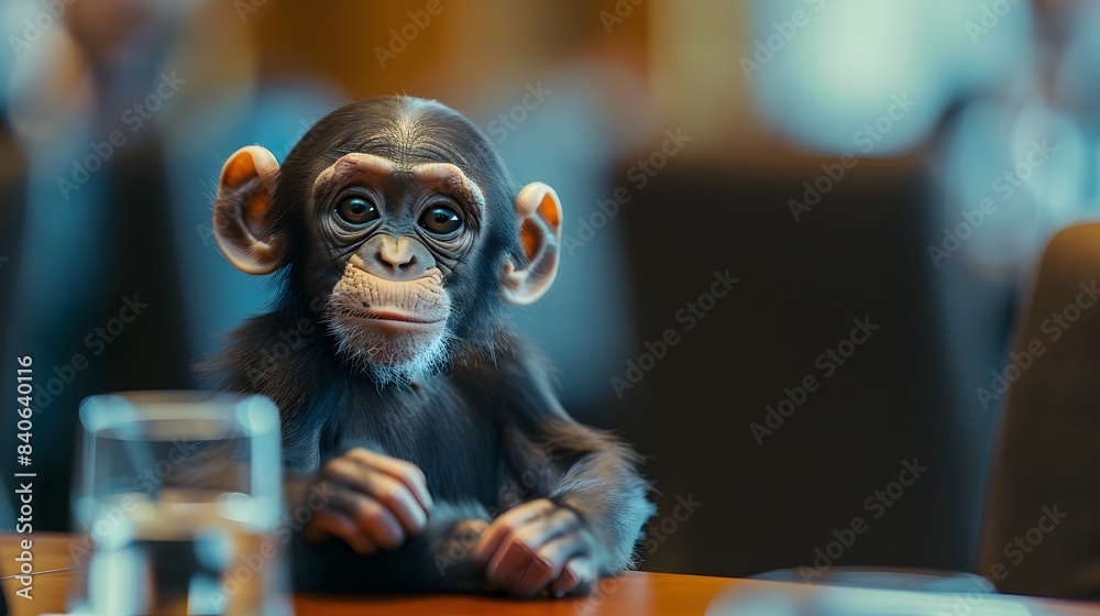 Monkey Presents at Blurred Business Conference: Captivating Corporate Communication