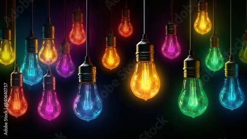 Granater AI  Colorful light bulbs hanging from the ceiling, creating a vibrant and festive atmosphere.