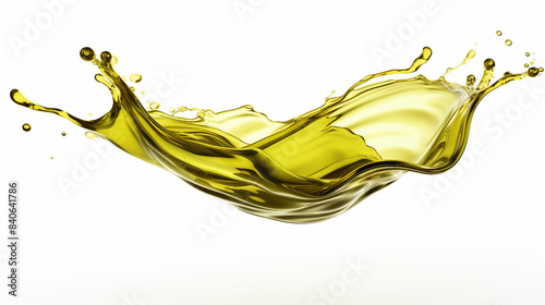 Burst of Olive Oil Splash on White Background - 3D Render with Clipping Path for Design Projects.