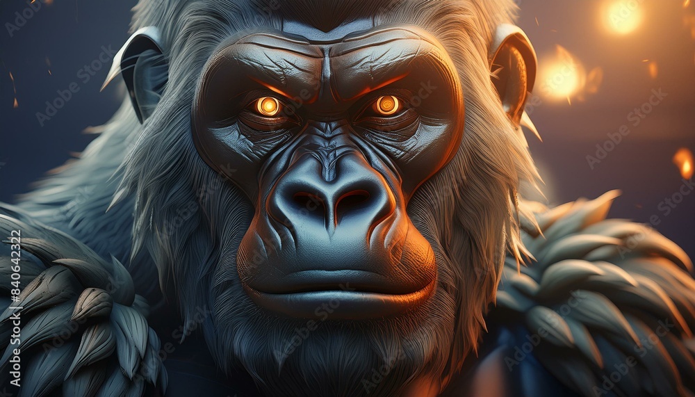 portrait of a scary fantasy gorilla 