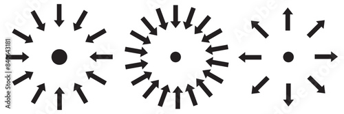 Arrows outward and arrow inward icon symbol vector illustration.