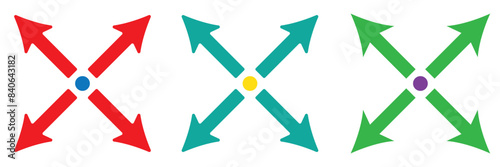 Arrows outward and arrow inward icon symbol vector illustration.