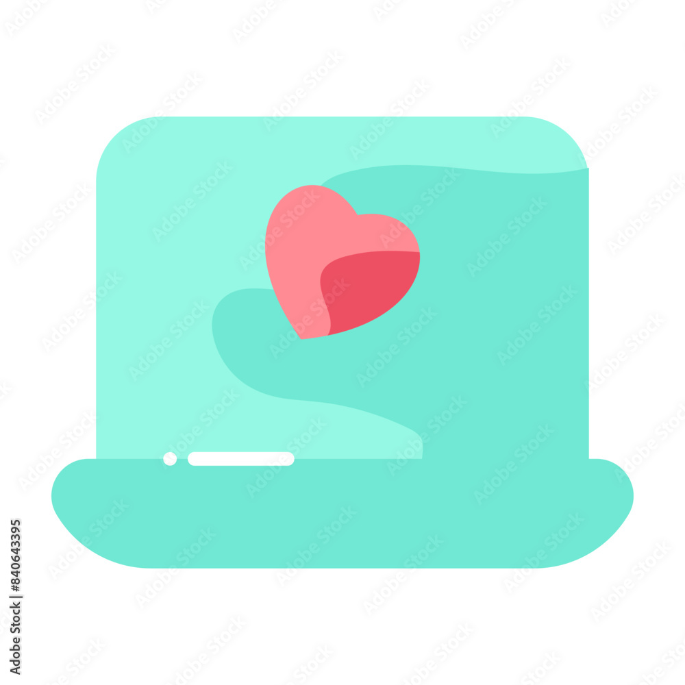 vector icon laptop, electronics, computer, machine, love, heart