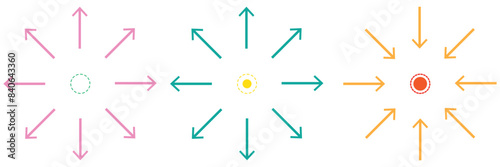 Arrows outward and arrow inward icon symbol vector illustration.