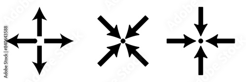 Inward arrow icon vector. Four Arrows icon sign symbol vector. Arrow pointing center vector icon illustration isolated on white background