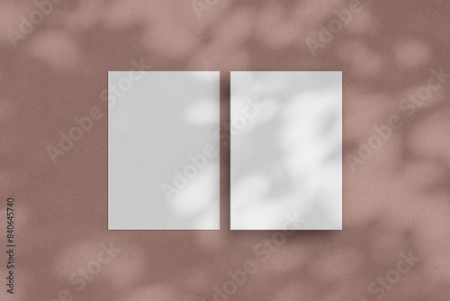 Two white vertical paper sheets mockup, A4/A5/A6 flyer mockup, paper, letter, invitation card.