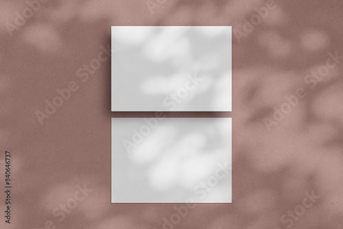 Two white horizontal paper sheets mockup, A4/A5/A6 flyer mockup, paper, letter, invitation card.