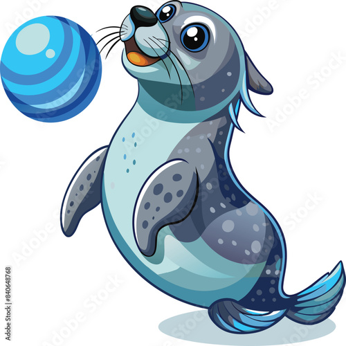 Seal animal vector illustration. Cute seal on white background