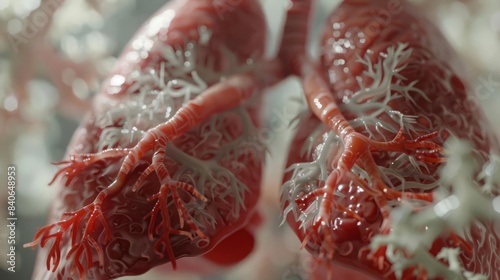 Capture the intricate structure and functionality of the respiratory system with a realistic 3D rendering of healthy human lungs