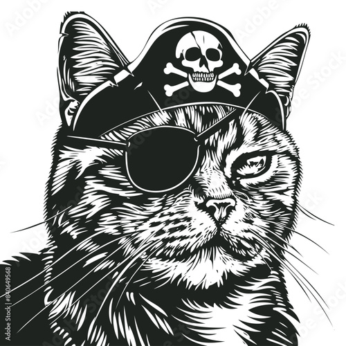 Cat pirate, vector