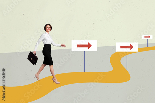 Photography Trend artwork sketch composite photo collage of young woman formalwear office ma