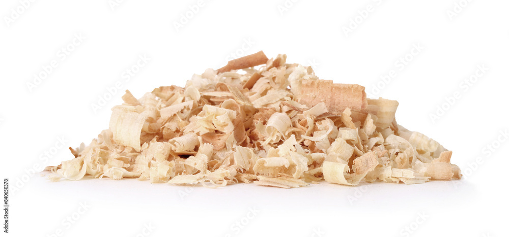 Pile of natural sawdust isolated on white