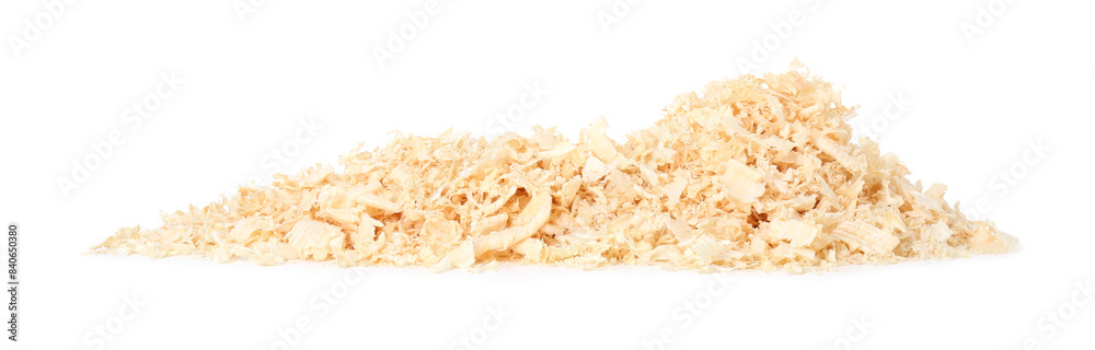 Pile of natural sawdust isolated on white Pile of natural sawdust isolated on white