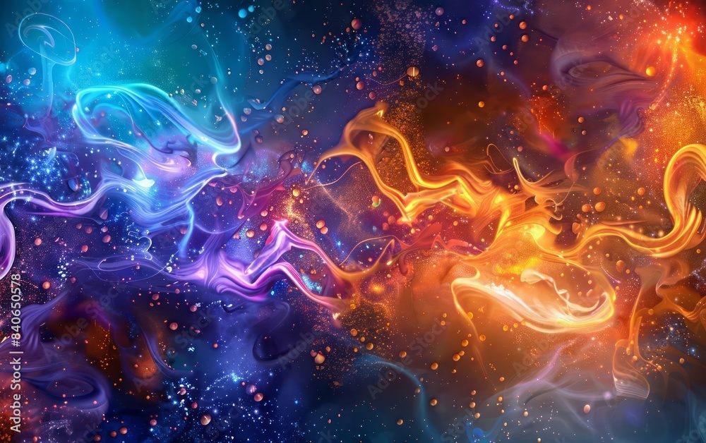 Fototapeta premium Explore the creative possibilities of AI in generating dynamic abstract backgrounds bursting with vibrant colors and intricate designs