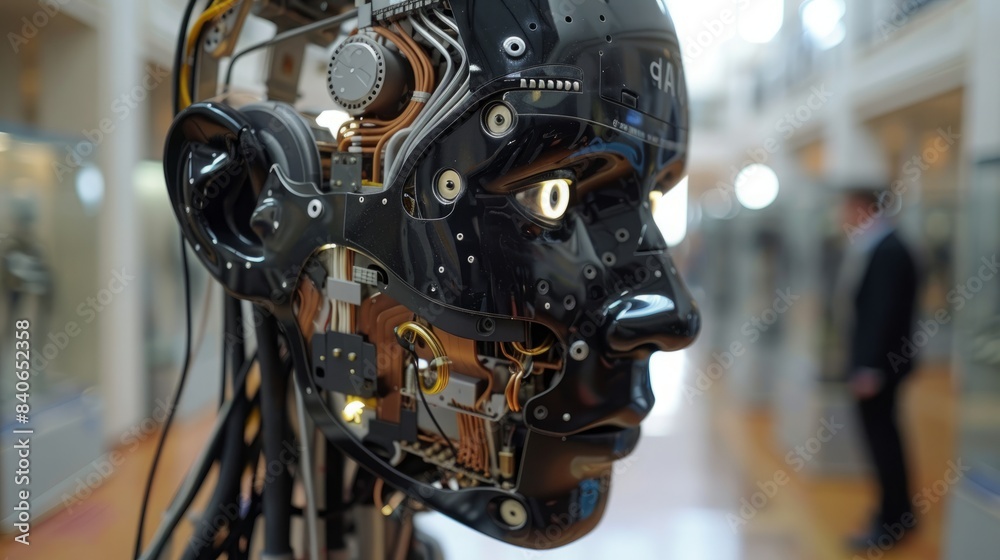 Cyborg connecting with big data. Into the future concept. Cyborg connecting with big data. Into the future concept.