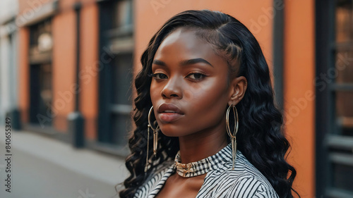 Stunning portrait of a beautiful black female influencer and model