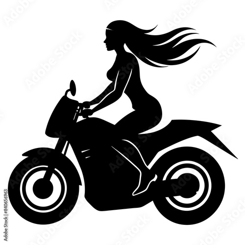Lady biker Silhouette Vector Illustration