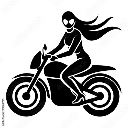 Lady biker Silhouette Vector Illustration