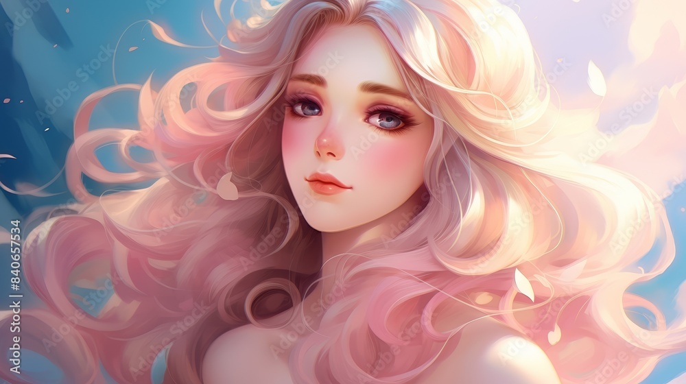 Beautiful anime girl with flowing hair, soft pastel colors, gentle lighting, close-up, dreamy background. Beautiful anime girl with flowing hair, soft pastel colors, gentle lighting, close-up, dreamy background.