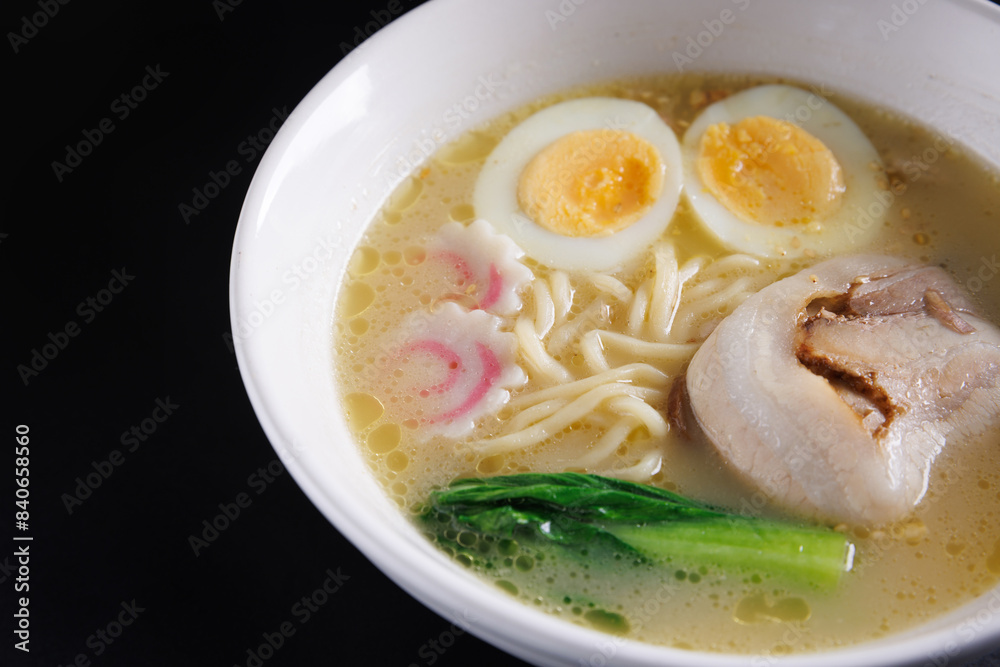 Ramen Japanese noodle isolated in black background Ramen Japanese noodle isolated in black background