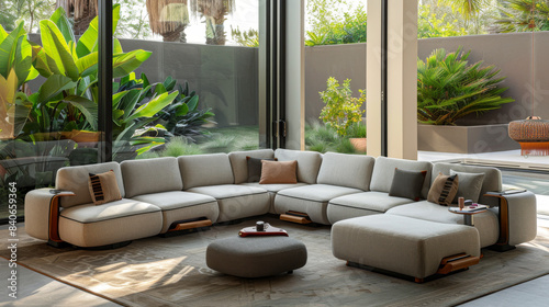 A versatile, modular sofa system that can be easily reconfigured into different shapes and sizes. photo
