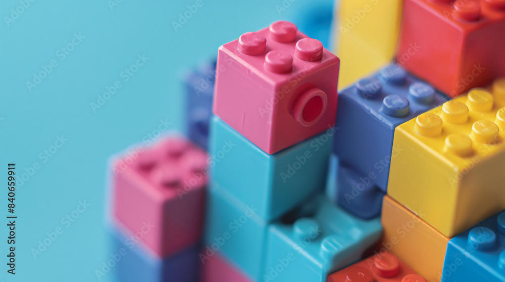Pile of colorful puzzle block toys with various colors and sizes creating vibrant and playful scene Pile of colorful puzzle block toys with various colors and sizes creating vibrant and playful scene