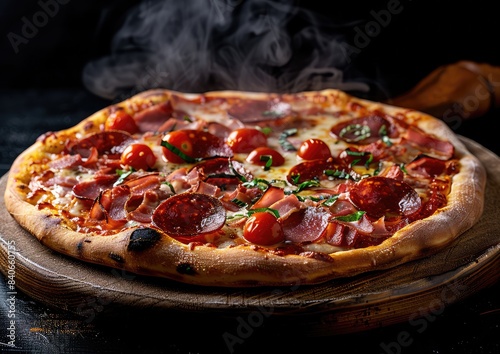 Delicious Hot Pizza, Fresh Pepperoni Pizza, Cheesy Pepperoni Delight, Steaming Hot Pizza, Tasty Pepperoni Pizza, Freshly Baked Pizza