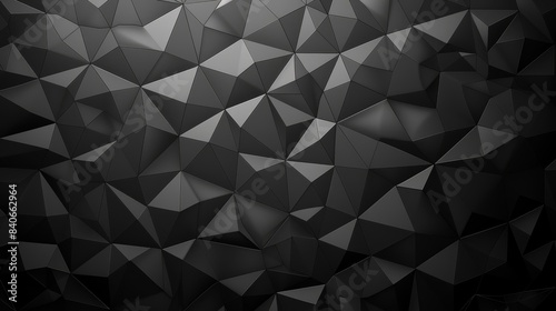 Abstract black geometric background with polygonal shapes, creating a modern and futuristic design. Ideal for technology and design themes.