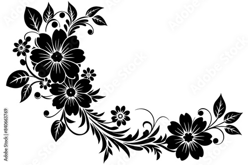 ornament black flowers vector illustration