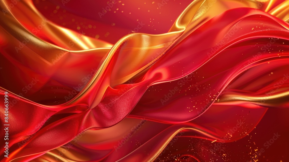 Obraz premium A detailed view of red and gold fabric pattern, perfect for textile or design projects