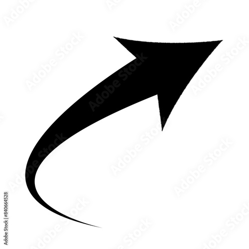 black curve arrow icon on transparent background. flat style. arrow icon for your web site design, logo, app, UI. arrow indicated the direction symbol. curved arrow sign