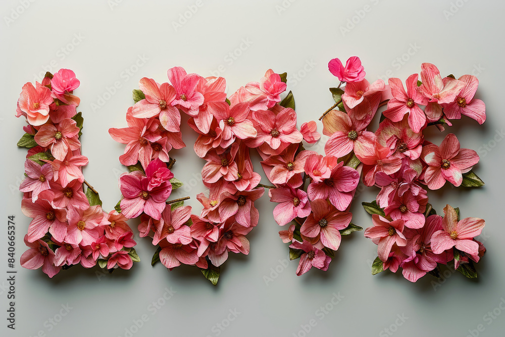 Fototapeta premium Romantic Blossoms: Love Letters in Pink