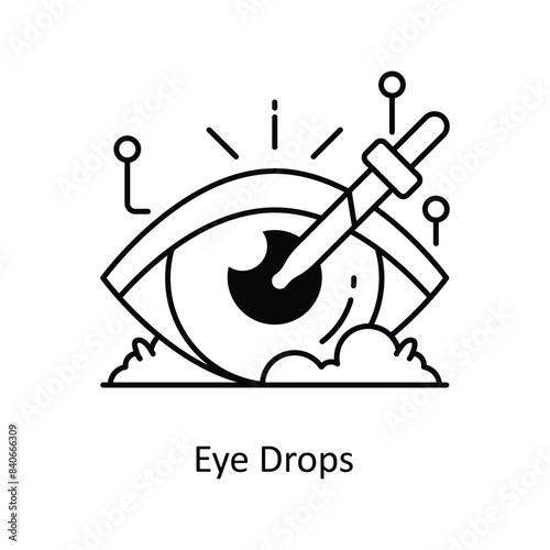 Eye Drops vector outline icon style illustration. Symbol on White background EPS 10 File