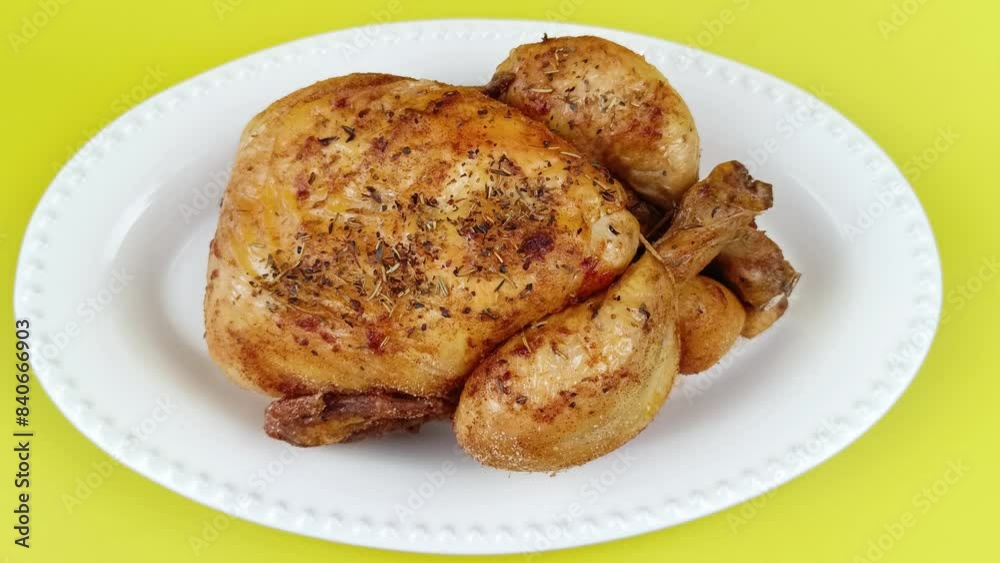 poulet rôti, vue du dessus, en gros plan poulet rôti, vue du dessus, en gros plan